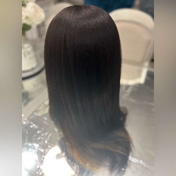 SOLD-28" Soft Kinky Straight Blowout Lace Frontal Wig Color# 1B/27 - Picture 4 of 8